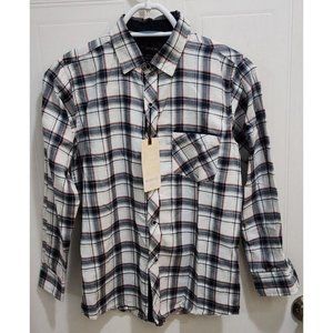 NEW Nomad White Blue Plaid Long Sleeve Button Up Shirt Size Big Boy’s 10/12 Sz M